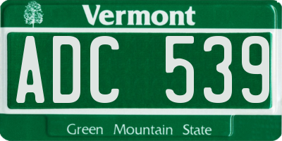 VT license plate ADC539