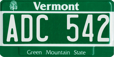 VT license plate ADC542