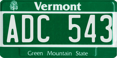 VT license plate ADC543