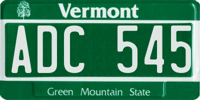 VT license plate ADC545