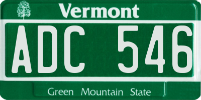 VT license plate ADC546