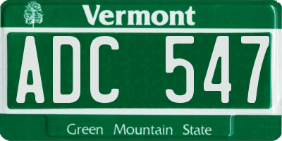 VT license plate ADC547