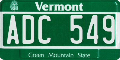 VT license plate ADC549