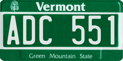 VT license plate ADC551