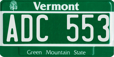 VT license plate ADC553