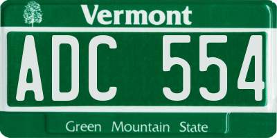 VT license plate ADC554