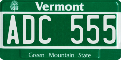 VT license plate ADC555