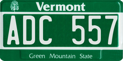 VT license plate ADC557