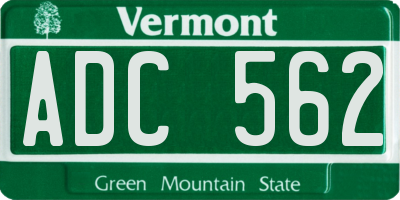 VT license plate ADC562