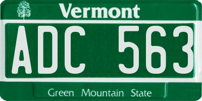 VT license plate ADC563