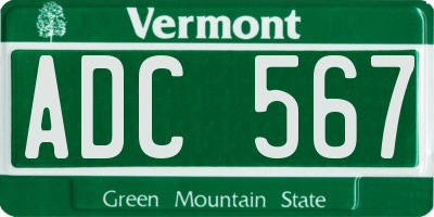 VT license plate ADC567