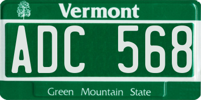 VT license plate ADC568