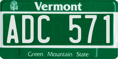 VT license plate ADC571