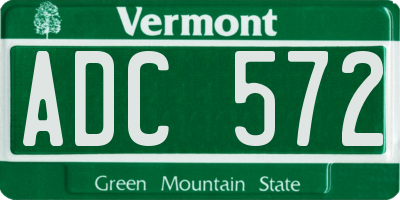 VT license plate ADC572