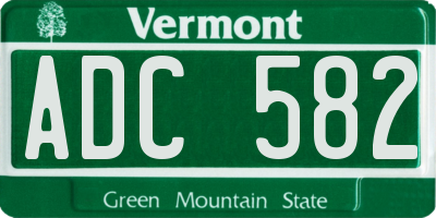 VT license plate ADC582