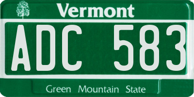 VT license plate ADC583