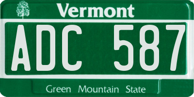VT license plate ADC587
