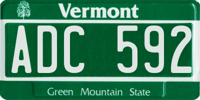 VT license plate ADC592