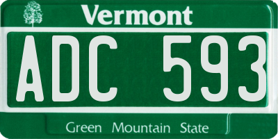 VT license plate ADC593