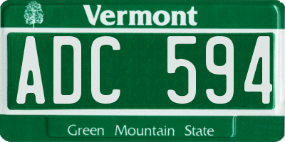 VT license plate ADC594