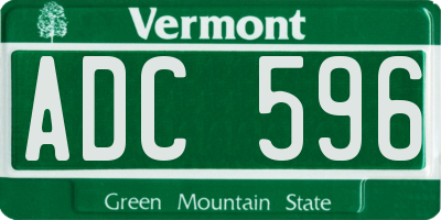 VT license plate ADC596