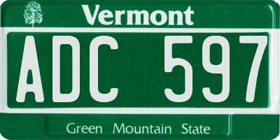 VT license plate ADC597