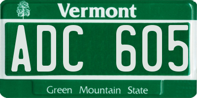 VT license plate ADC605