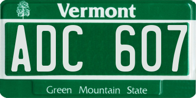 VT license plate ADC607