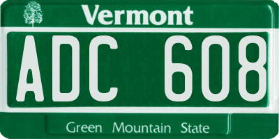 VT license plate ADC608