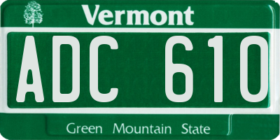 VT license plate ADC610
