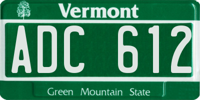 VT license plate ADC612
