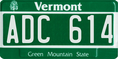 VT license plate ADC614