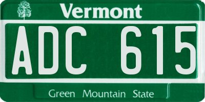 VT license plate ADC615