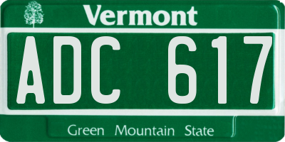 VT license plate ADC617