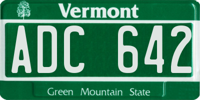 VT license plate ADC642