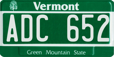 VT license plate ADC652