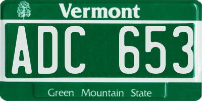 VT license plate ADC653