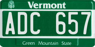 VT license plate ADC657
