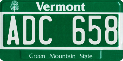 VT license plate ADC658