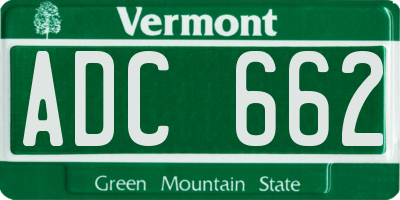 VT license plate ADC662