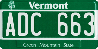 VT license plate ADC663