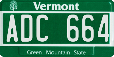 VT license plate ADC664