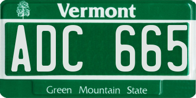 VT license plate ADC665