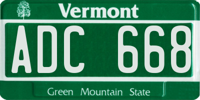 VT license plate ADC668