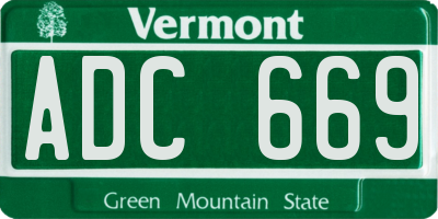 VT license plate ADC669