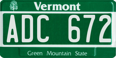 VT license plate ADC672