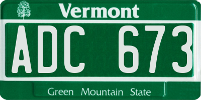 VT license plate ADC673