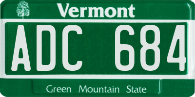 VT license plate ADC684