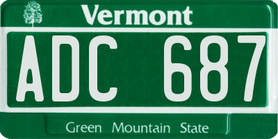 VT license plate ADC687