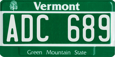 VT license plate ADC689